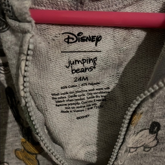 Disney Gray Zip-Up Hoodie with Mickey Mouse Print - Picture 2 of 3